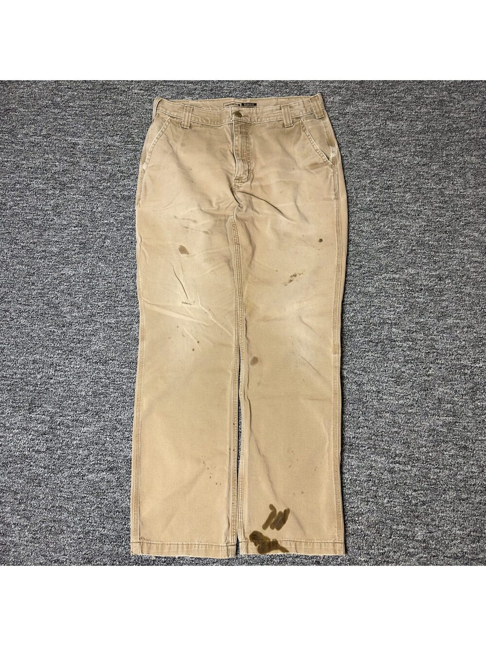 Carhartt Relaxed Fit Work Pants Mens 33x32 Khaki Workwear